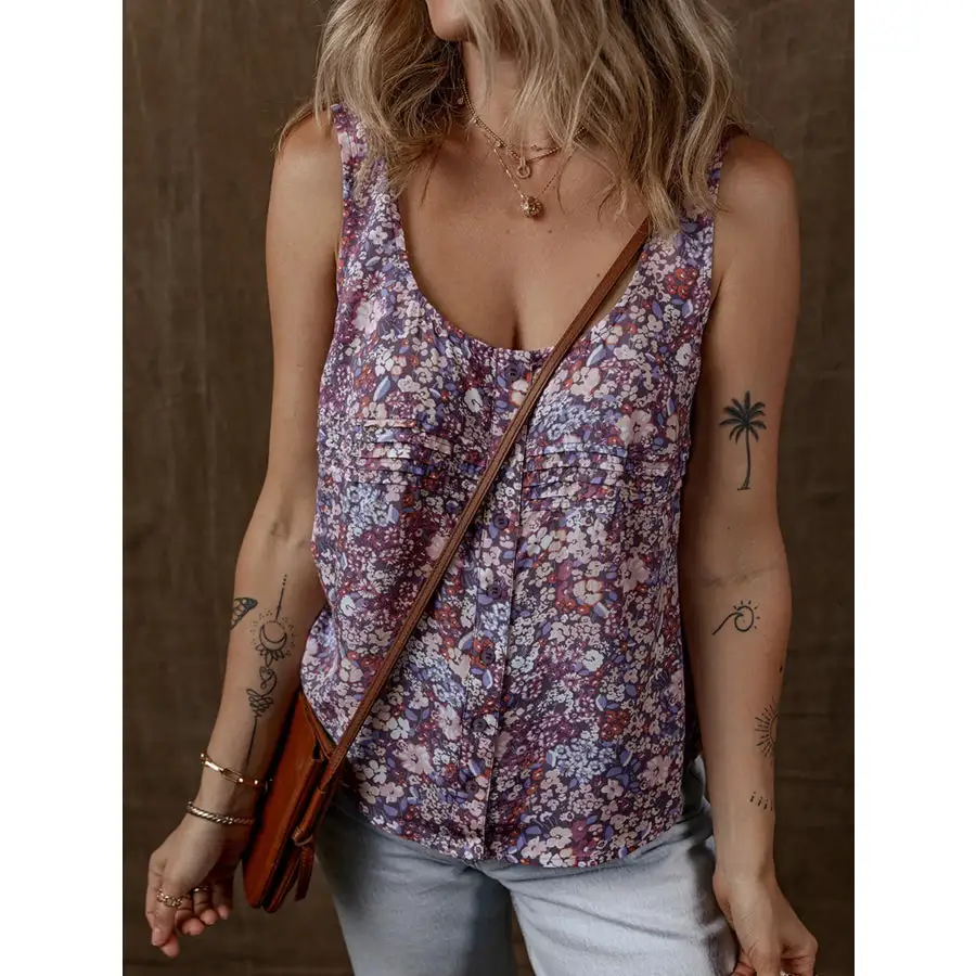 Button Front Tank Top