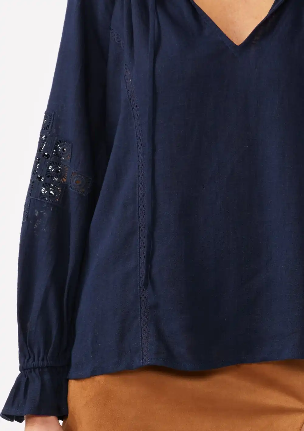 Embroidered Ruffle Sleeve Blouse