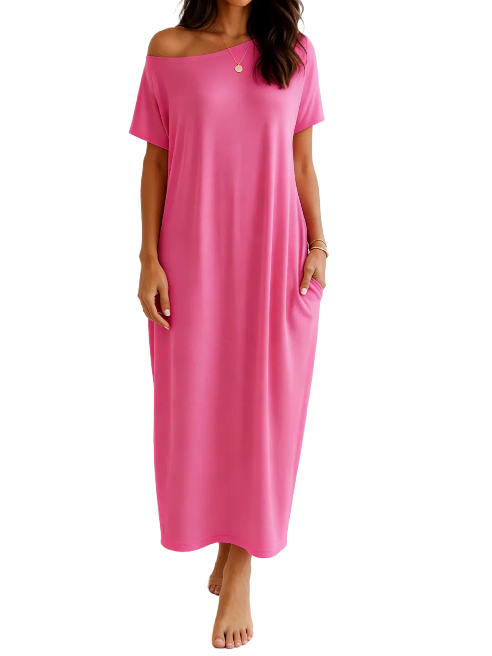 Women's Solid Color Batwing Sleeve Lounge Dress