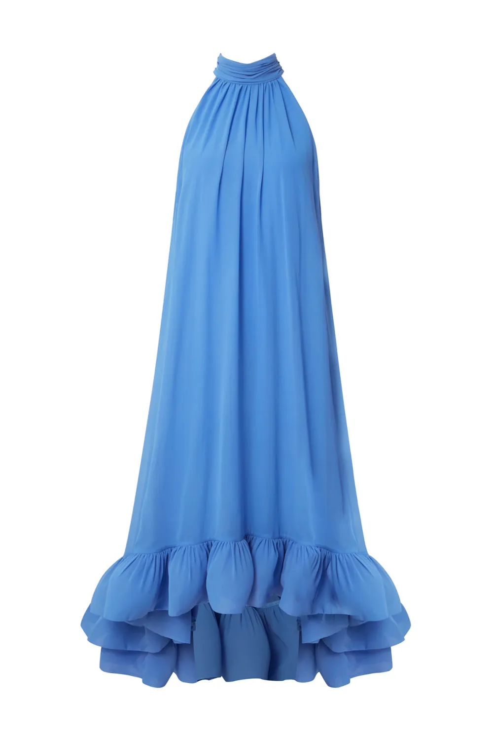 Halter Neck Asymmetric Hem Maxi Dress