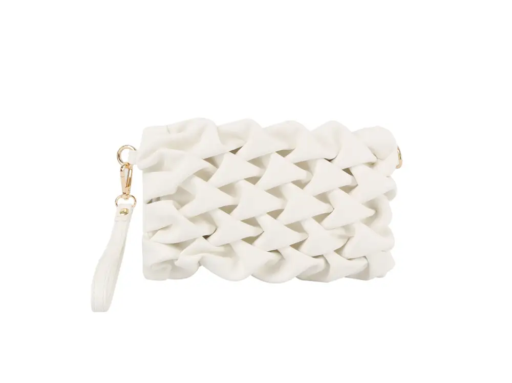 Relaxed Detail Pocketed Faux Leather Wristlet Clutch Bag