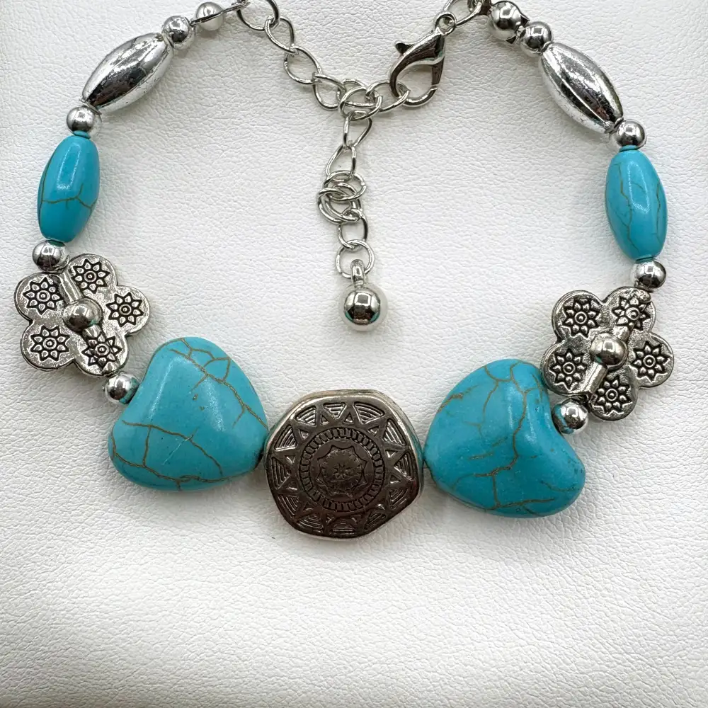 Heart Stone Charm Bracelet