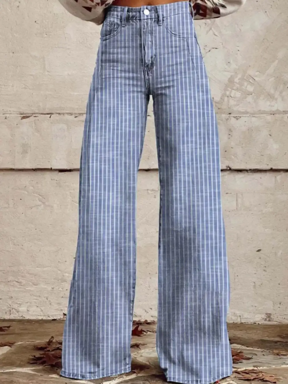 Sharp High Waist Wide Leg Denim Jeans