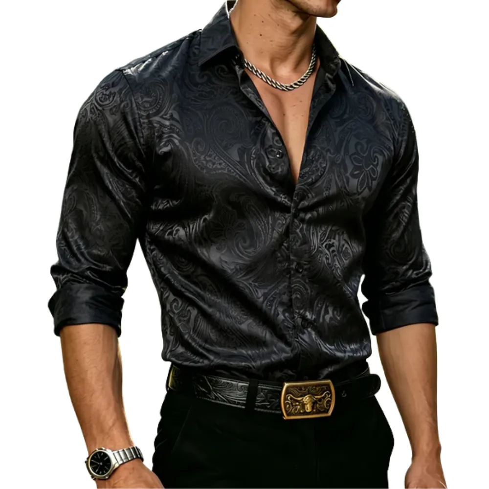 Modern Paisley Jacquard Button Up Button Shirt