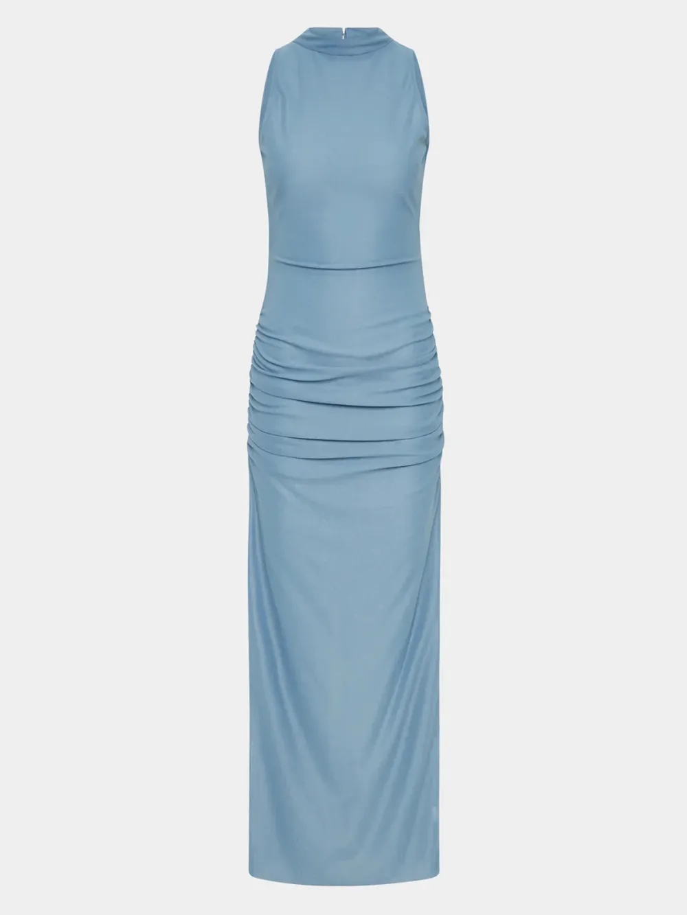 Casual Style Aqua Open Back Dress