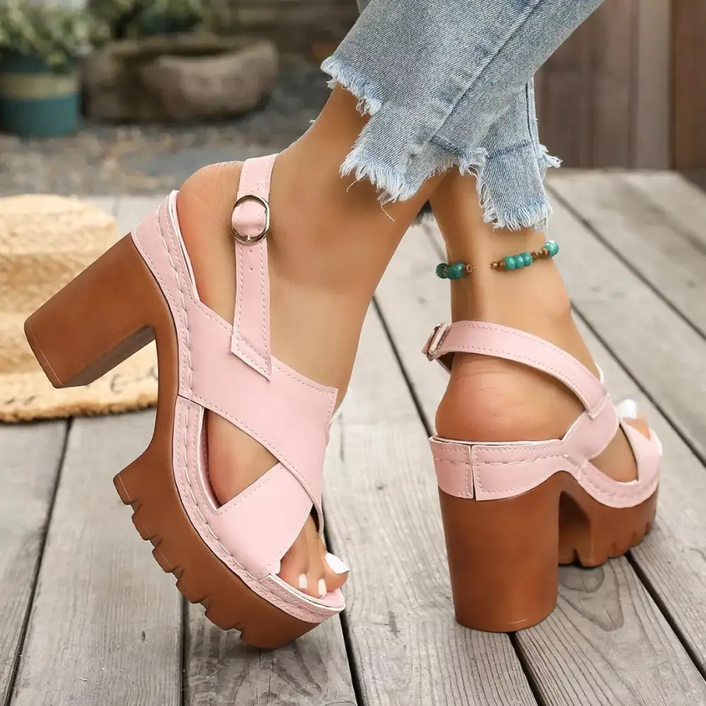 Soft Open Toe Block Heel Sandals
