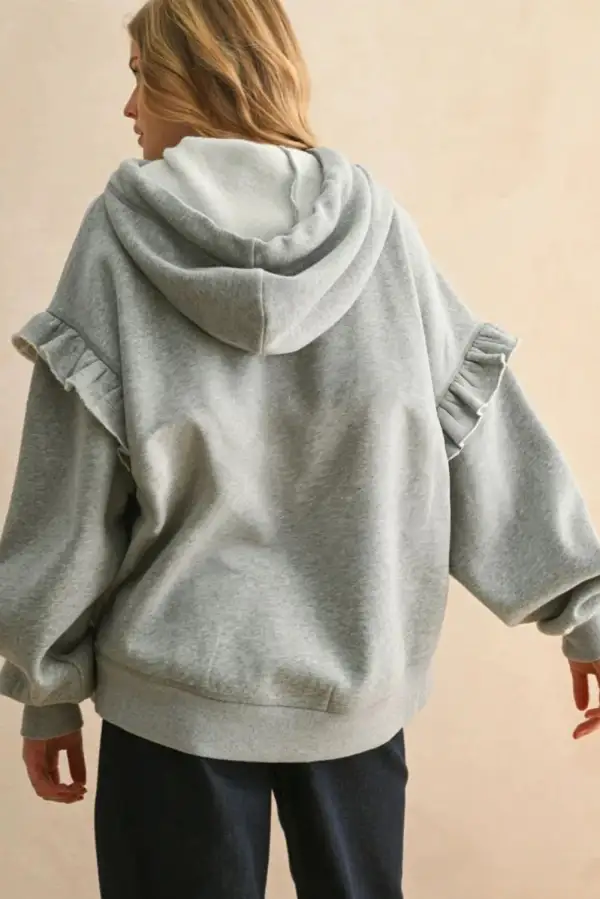 Relaxed Drop Shoulder Contrast Trim Hoodie