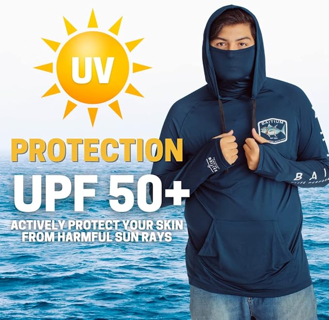Fishing Shirts for Men Hooded Long Sleeve – UV Sun Protective T-Shirt Tee