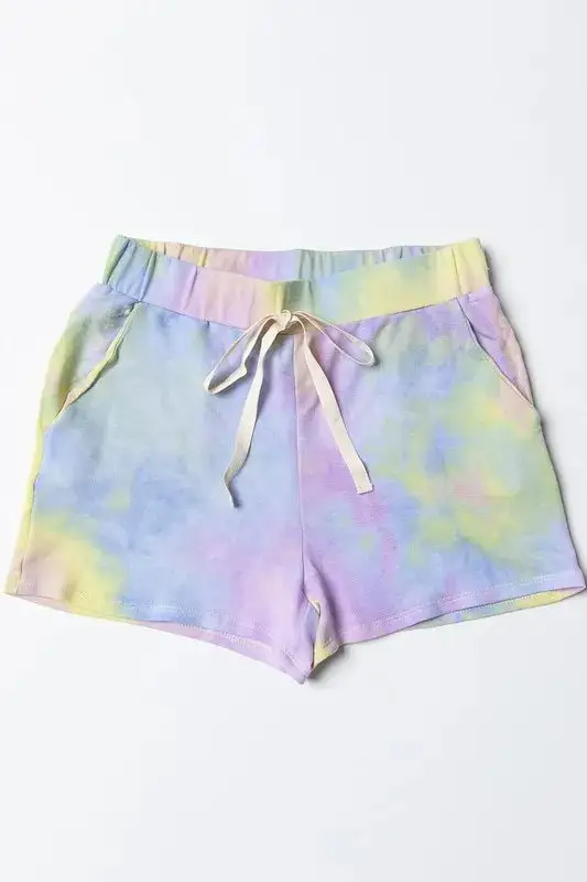 Everyday Tie Dye French Terry Casual Shorts with Twill Tape