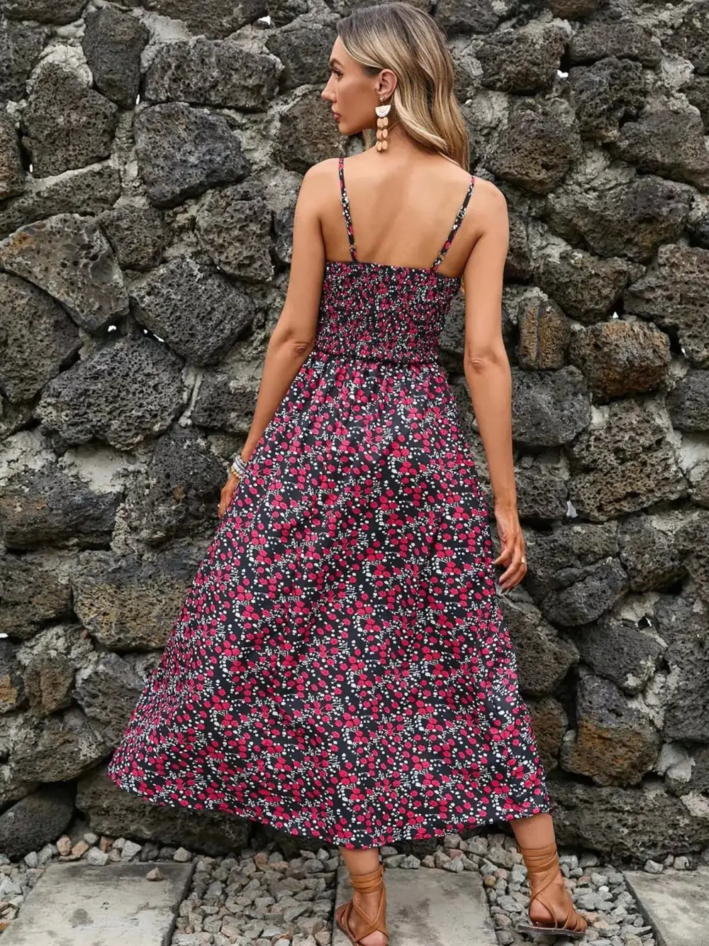 Paisley Spaghetti Strap Midi Dress