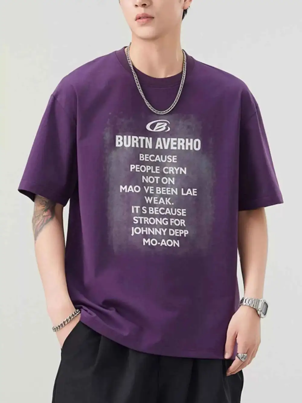 Relaxed Letter Round Neck Short Sleeve T-Shirt