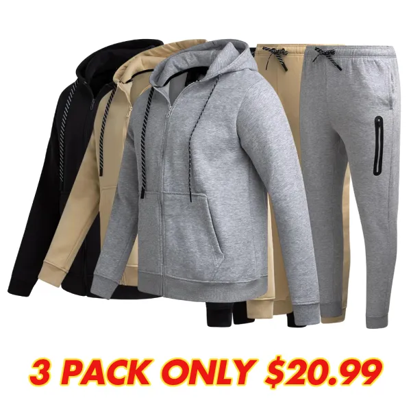 2 Piece Sweatsuit for Men with Zip Up Hoodie & Jogger Sweatpants