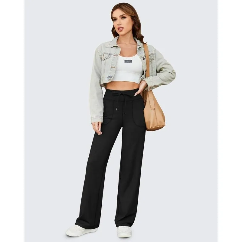 Wide Leg Pants for Women Yoga Pants High Waist Sweatpants with Pockets Stretch Lounge Pants Comfy Workout Athletic Wear Fitness Apparel Outdoorfun