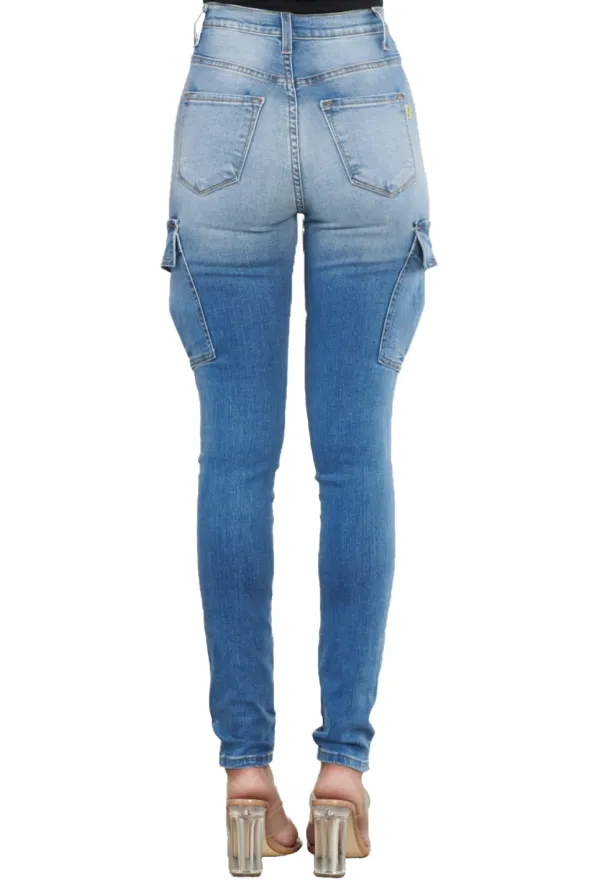 Distressed Denim Cargo Jeans