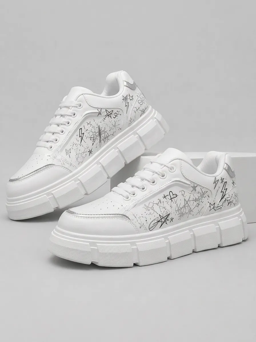 Men's Graphic Streetwear Star Lightning Graffiti Patterned Modern Skate Shoes
