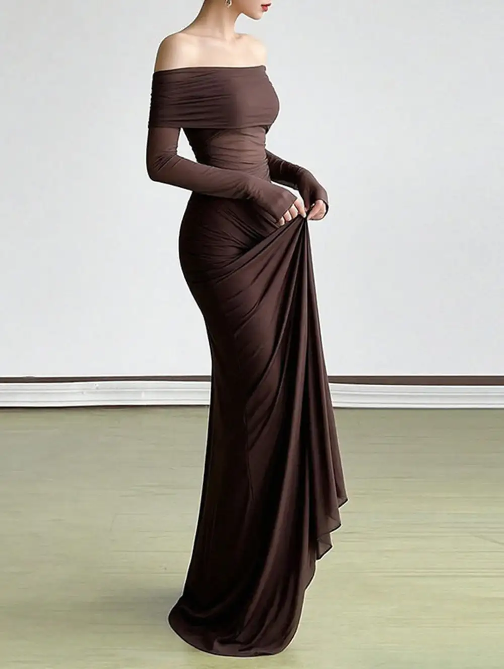 Textured Detail French Slim-Fit Dress
