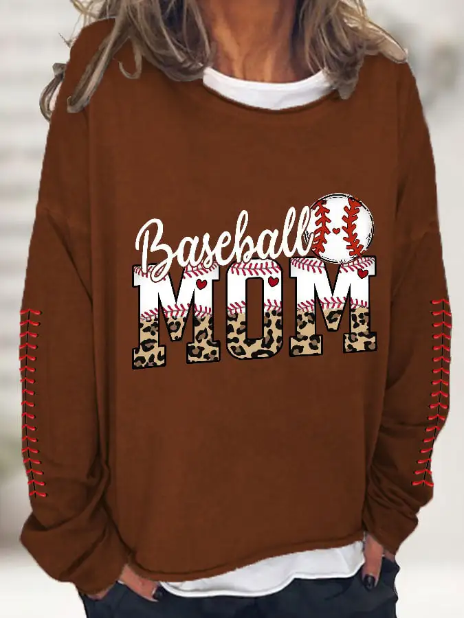 Women's Baseball Mom Casual Printed Sweater