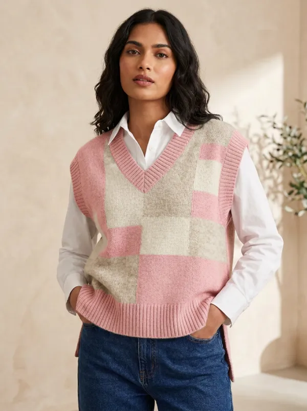 Preppy Checkered Sweater Vest