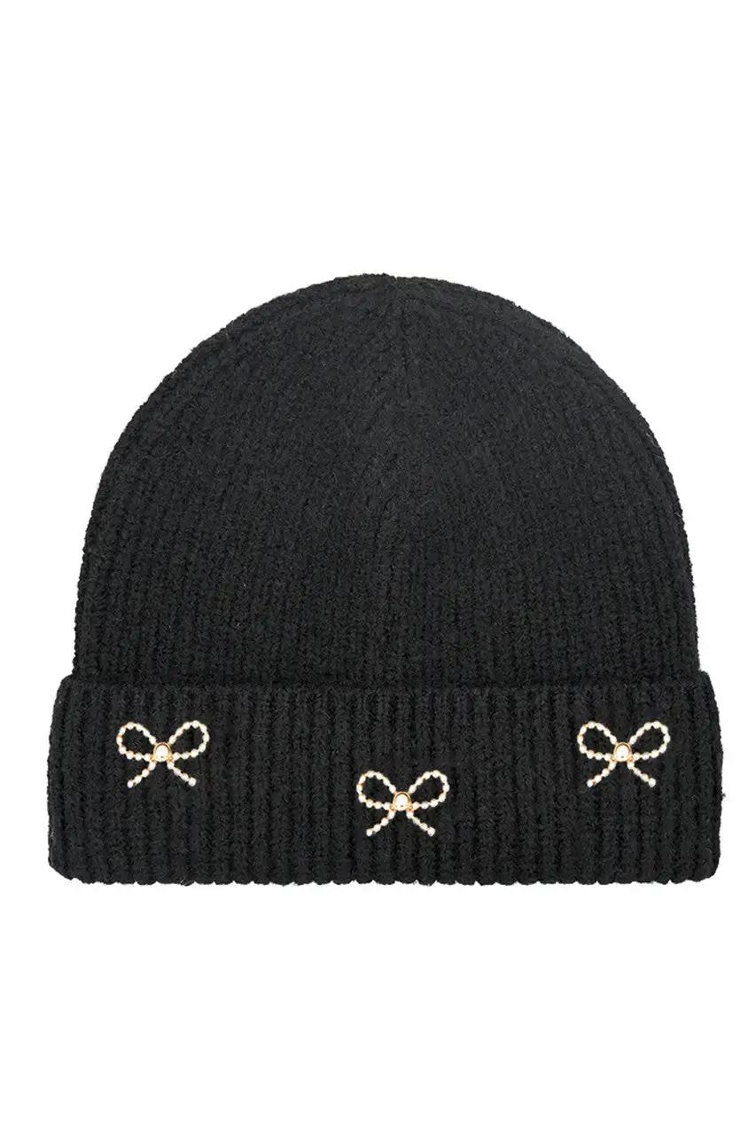 Pearl Bow Beanie