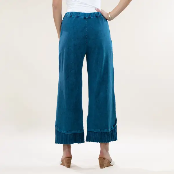 Refined Wide Leg Mineral Wash Pleated Pants