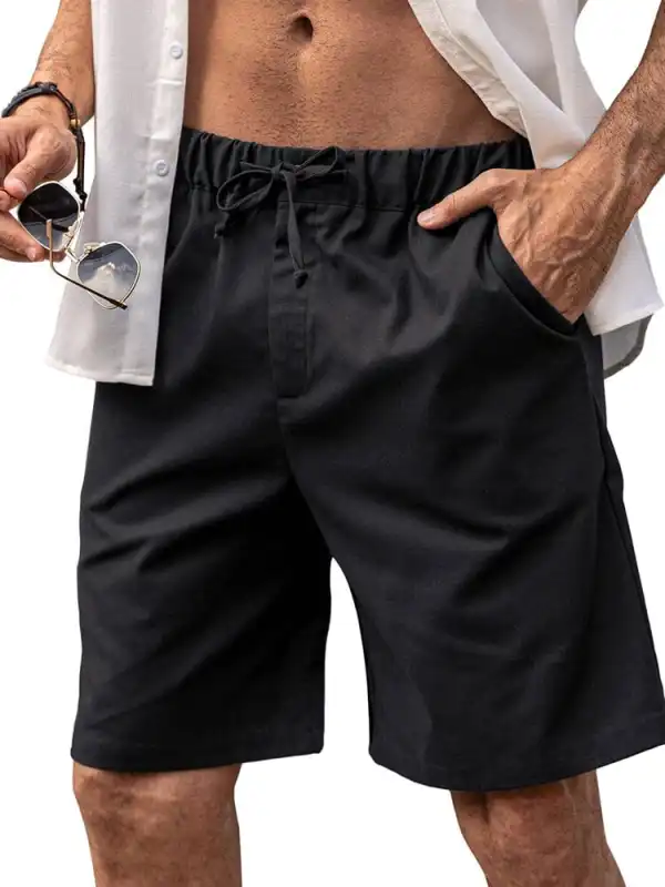Classic Elastic Waist Linen Shorts