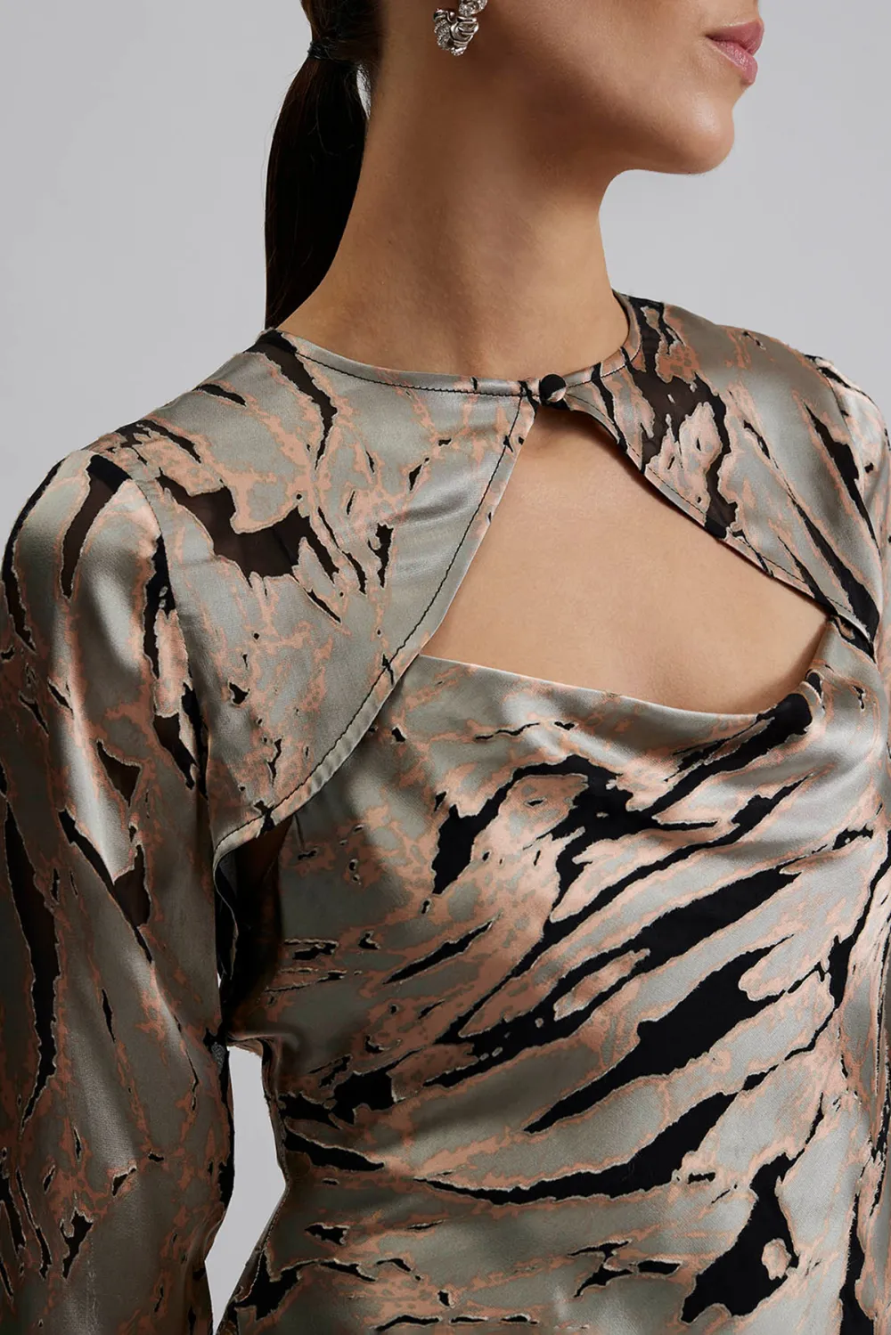 Abstract Print Spaghetti Strap Maxi Dress