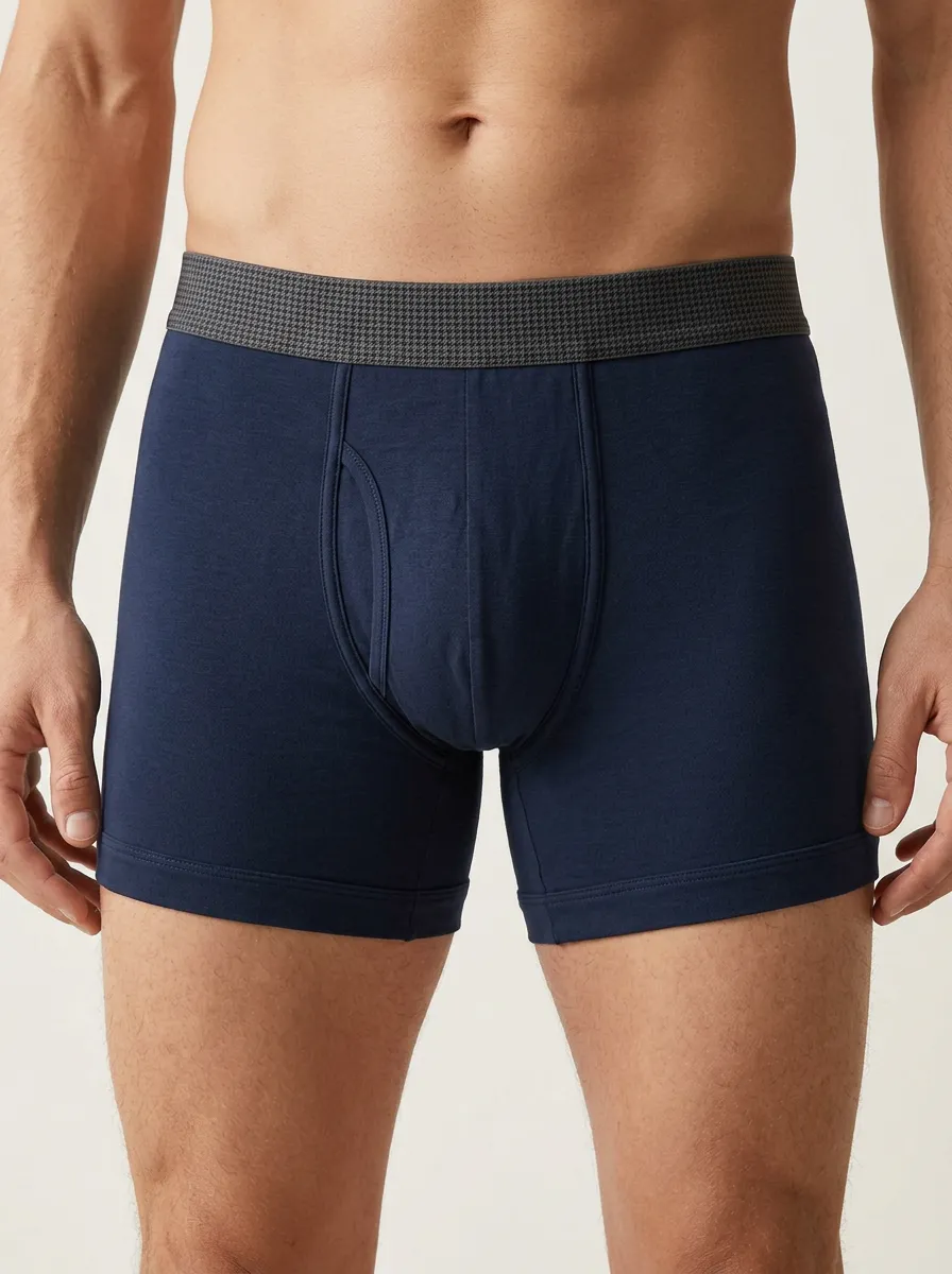Houndstooth Waistband Detail Men's Boxer Briefs