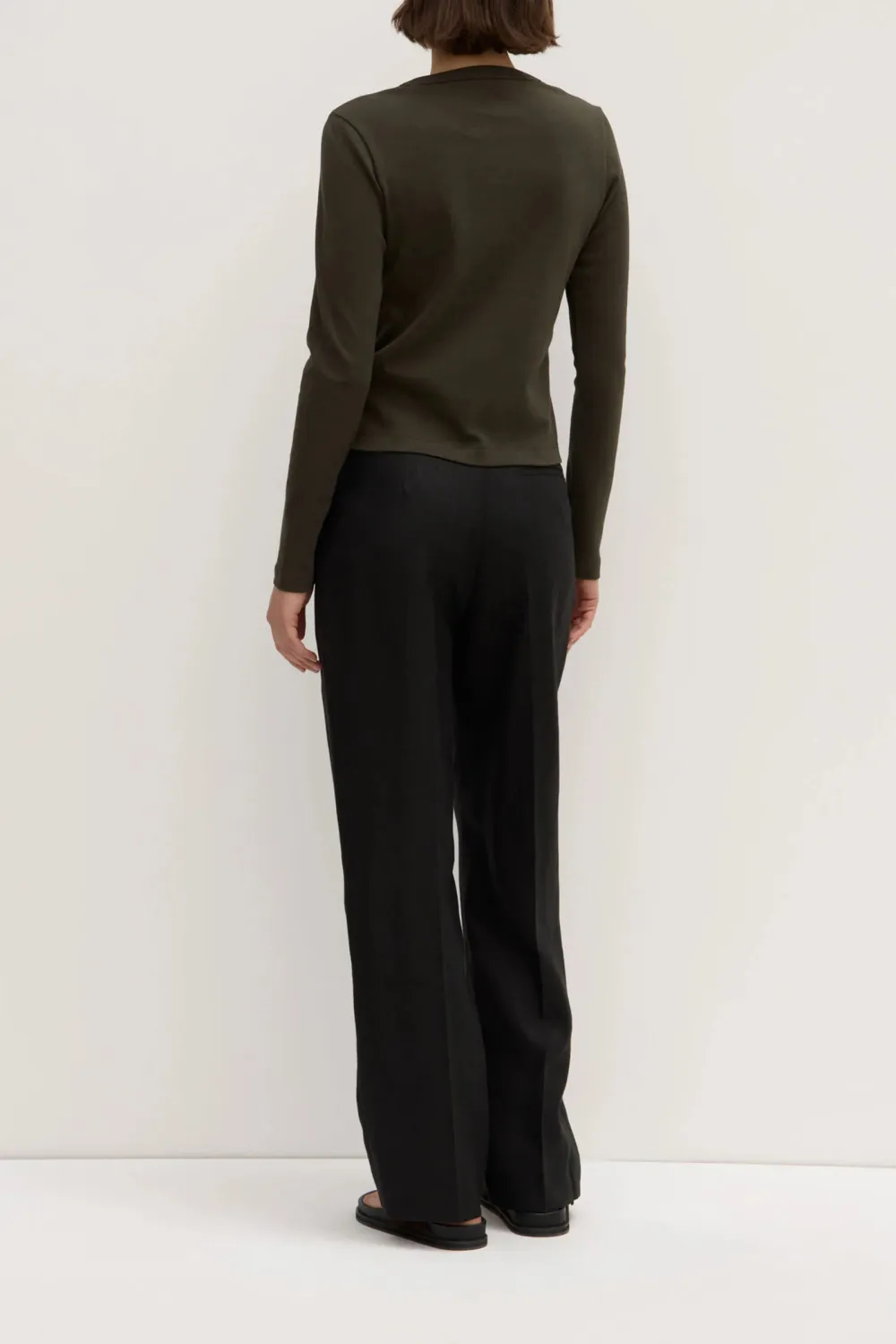 Cotton Ribbed Collar Women's T-Shirt
