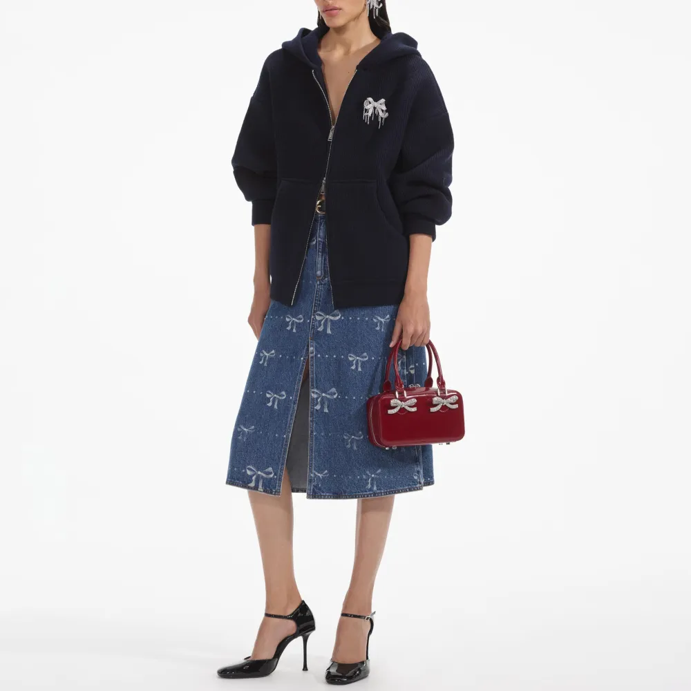 Navy Knit Hoodie