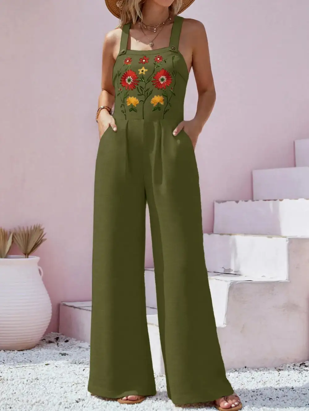Polished Floral Wide Leg Jumpsuit