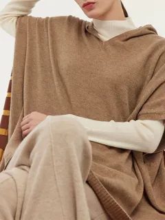 Cashmere Hooded Poncho Sweater