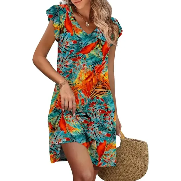 Women's Summer RuffledSleeve V-Neck Dress🔥9-Pack- Only $24