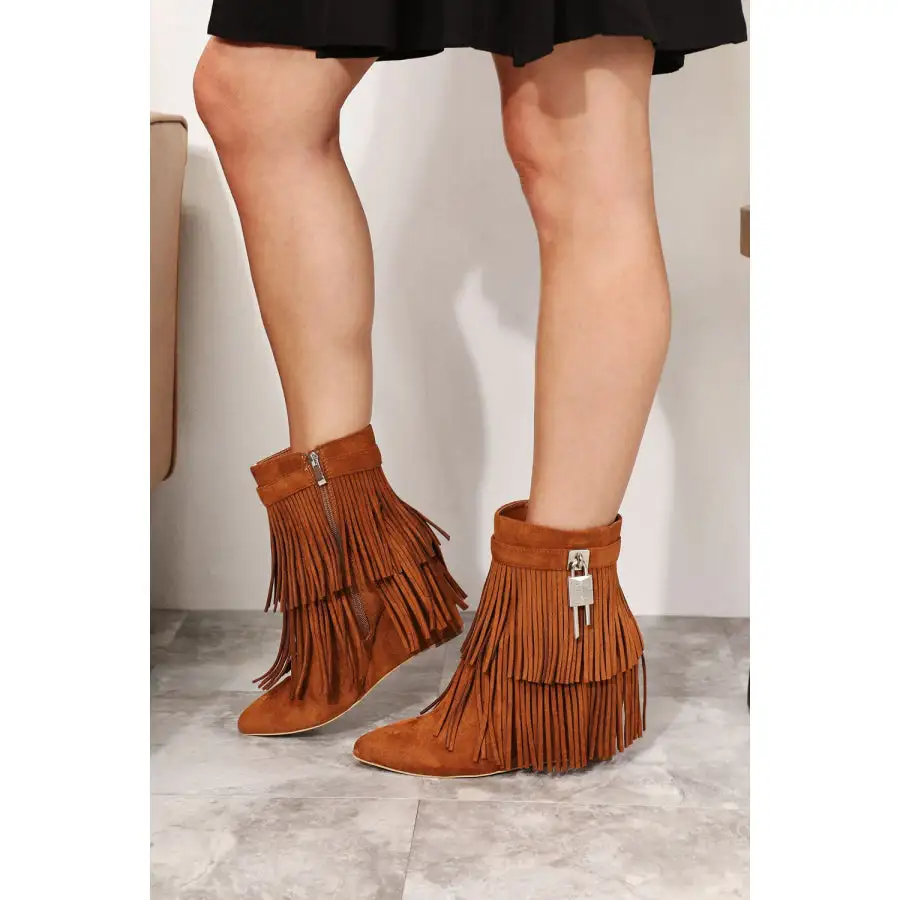 Classic Legend Women S Tassel Wedge Heel Ankle Booties