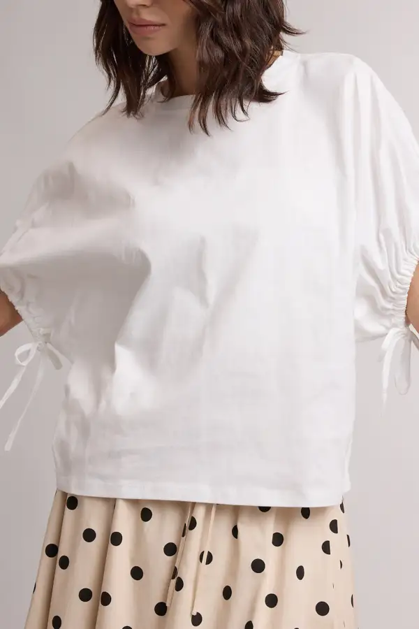 Gathered Sleeve Everyday Tee