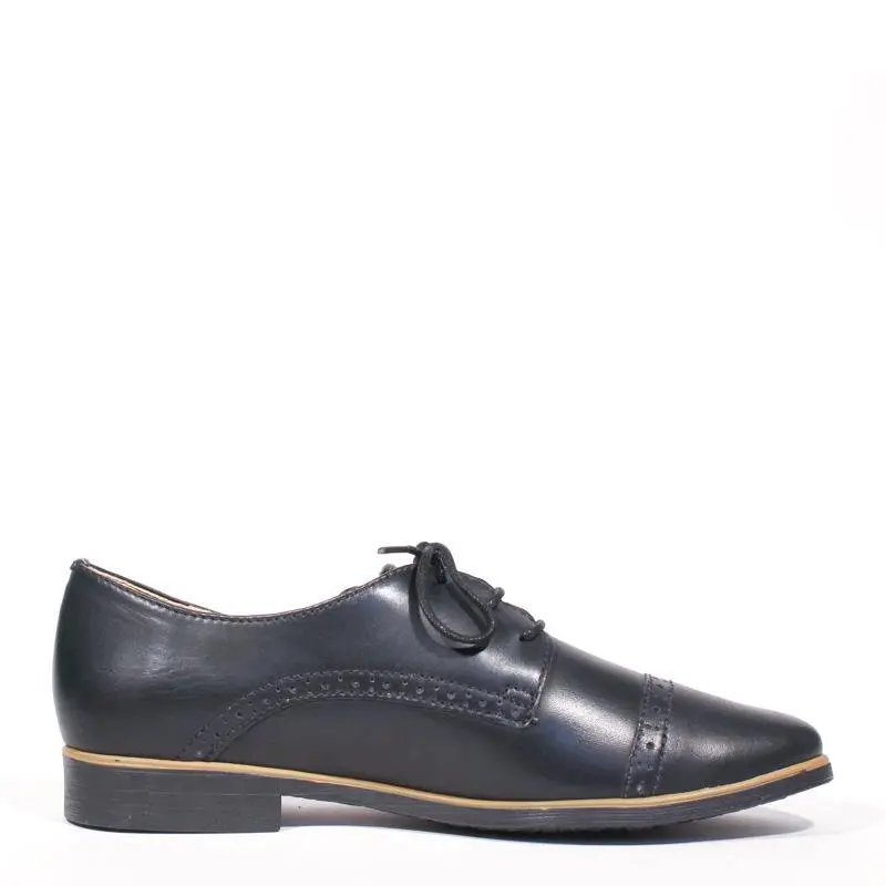 Perforated Cap Toe Lace Up Flats