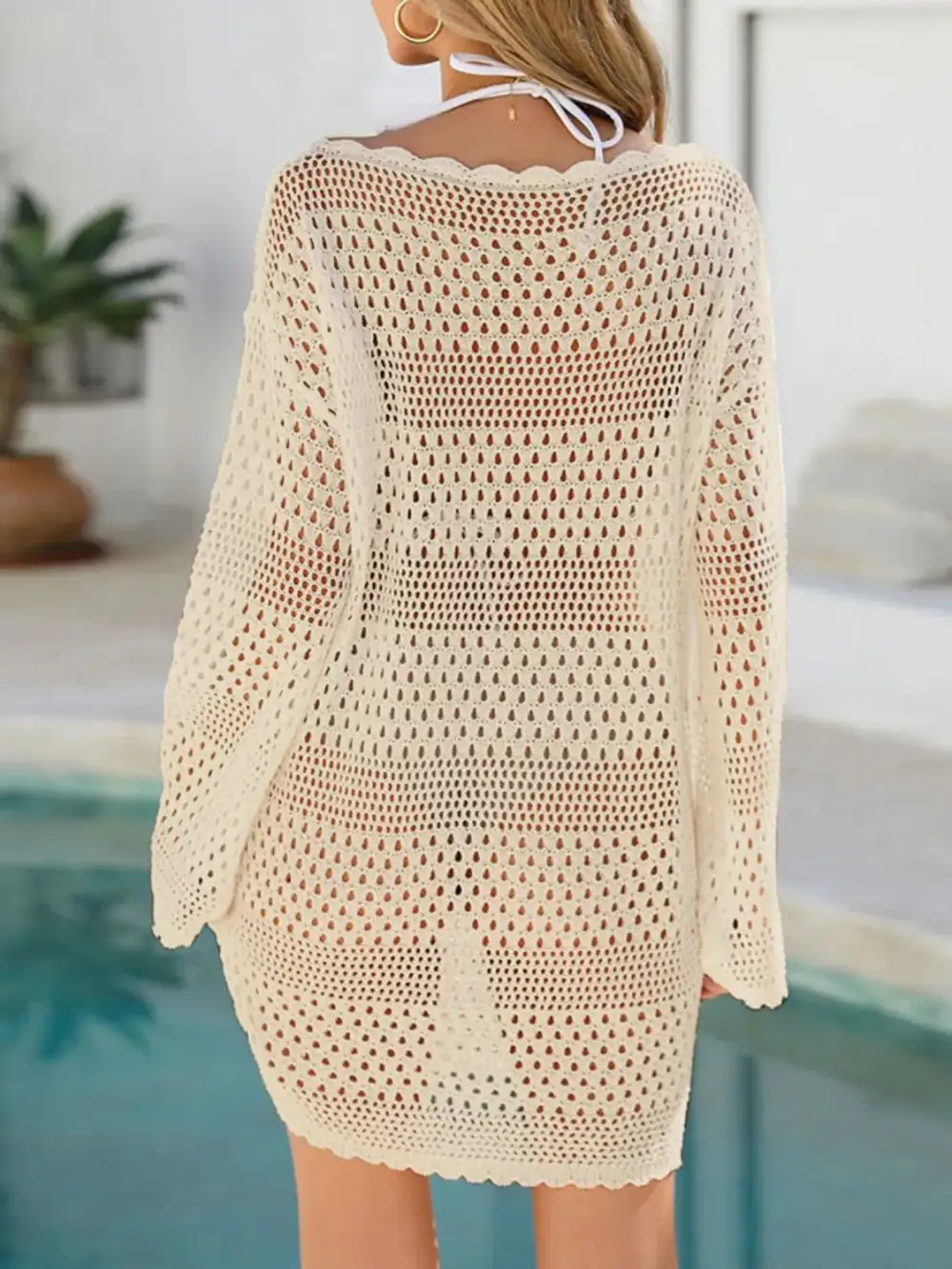 Round Neck Openwork Swim Cover Up