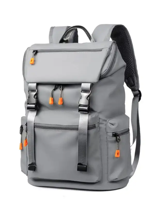 Multi Pocket Woven Fabric Backpack