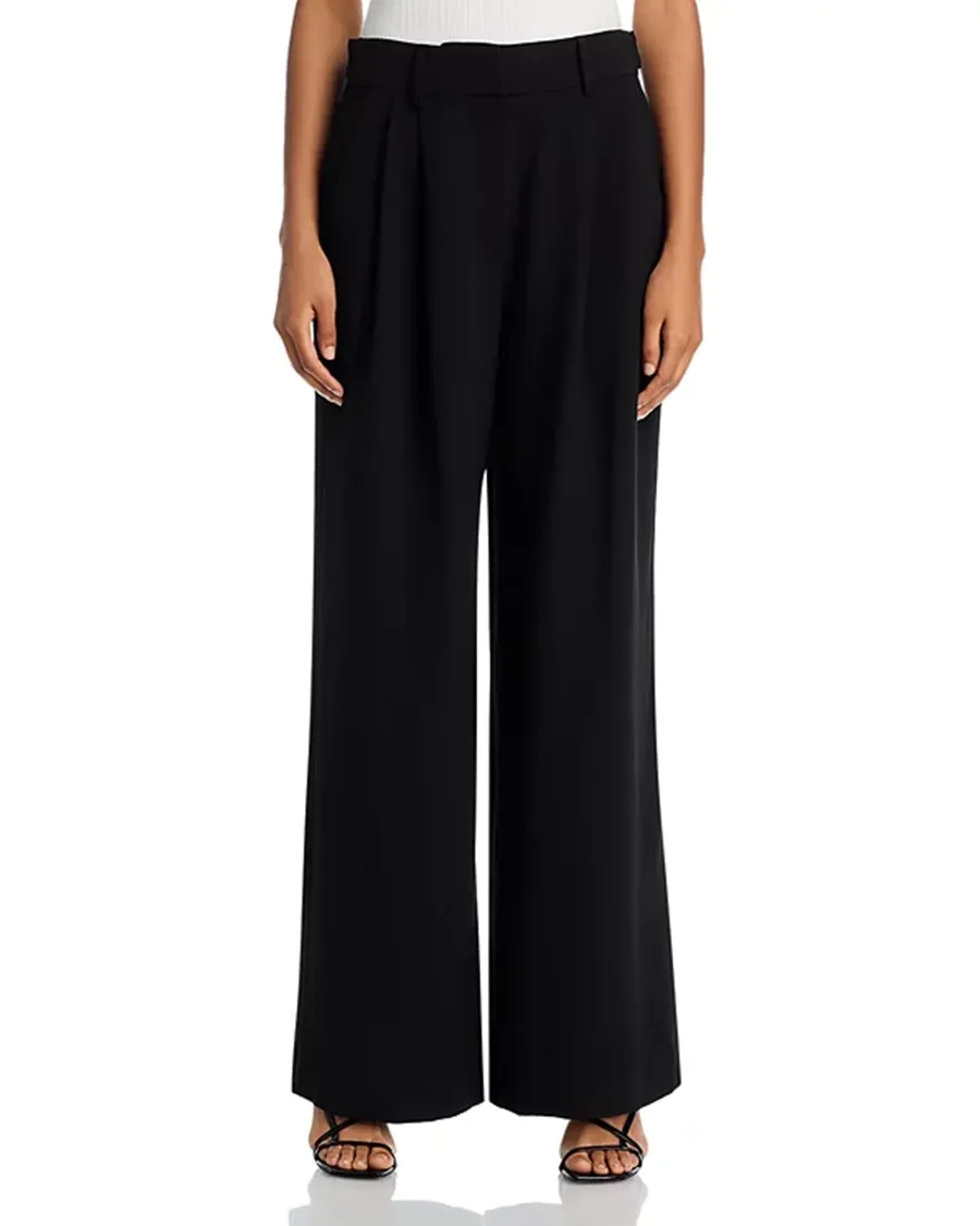 Wide Leg Silhouette Crepe Pants