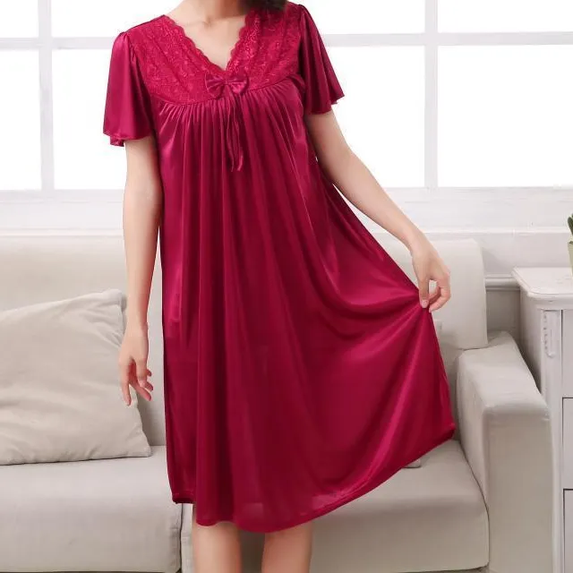 Pleated Short Sleeve Nightgown