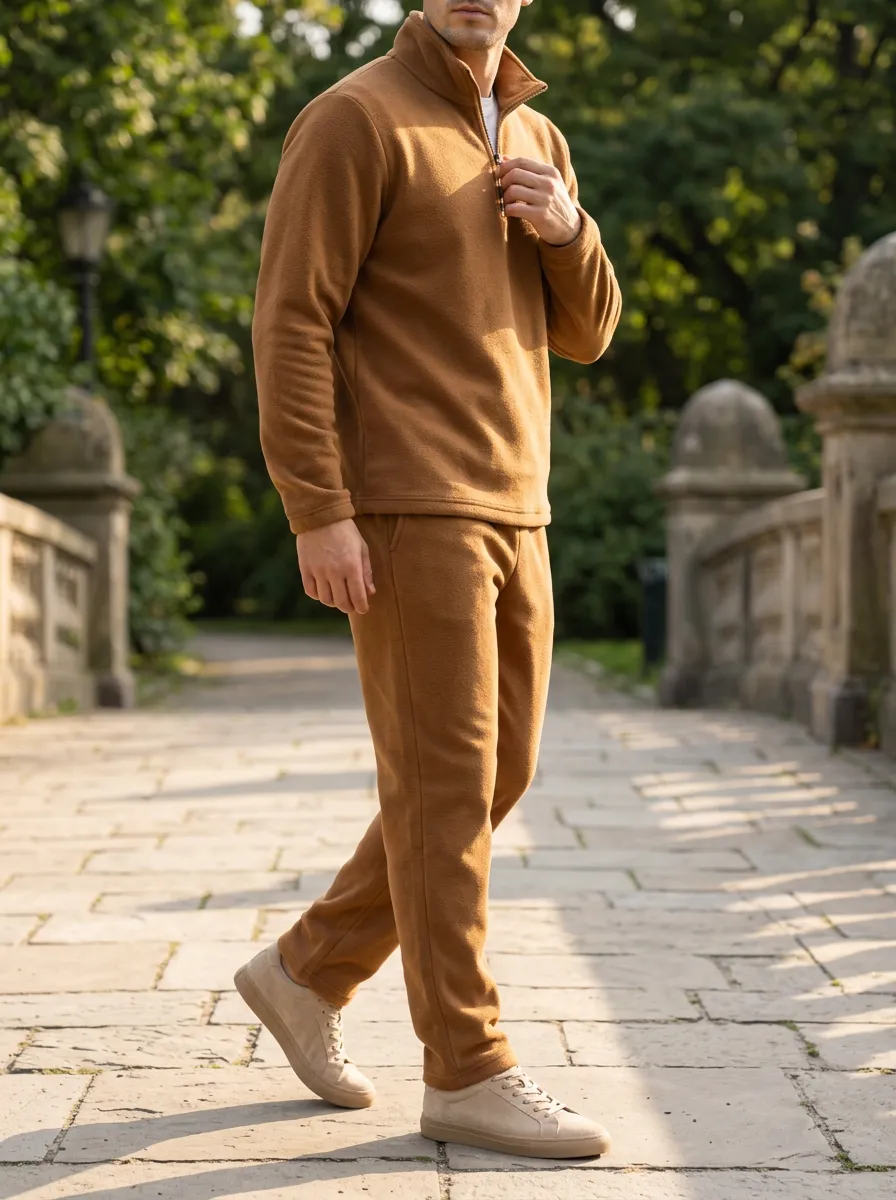 Men's Track Pants with Quarter-Zip Fleece Pullover Set