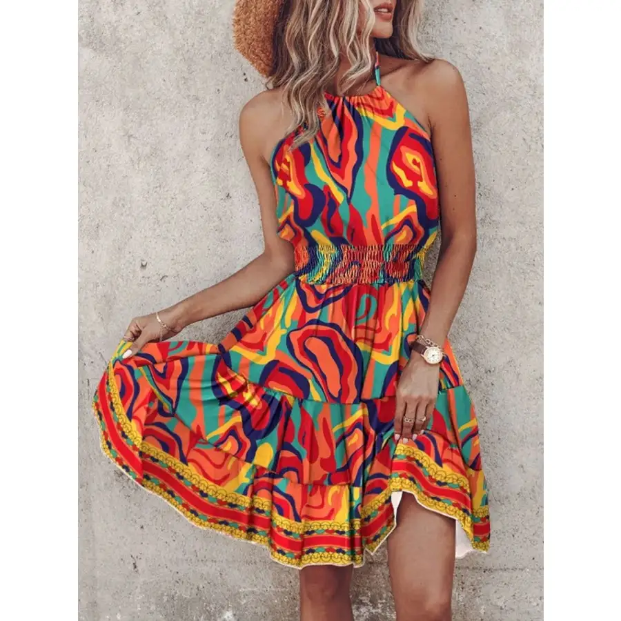 Paisley Print Halter Neck Mini Dress