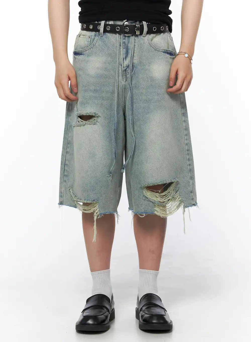 Men's Vintage Distressed Denim Shorts