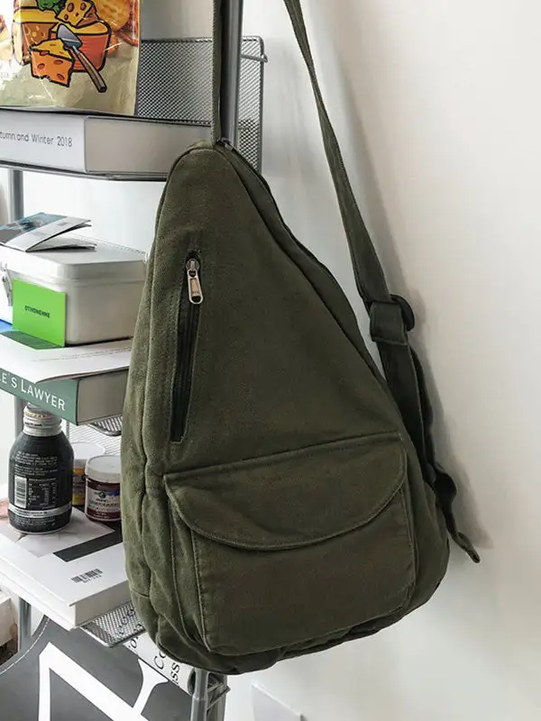 Canvas Zip-Top Crossbody Bag