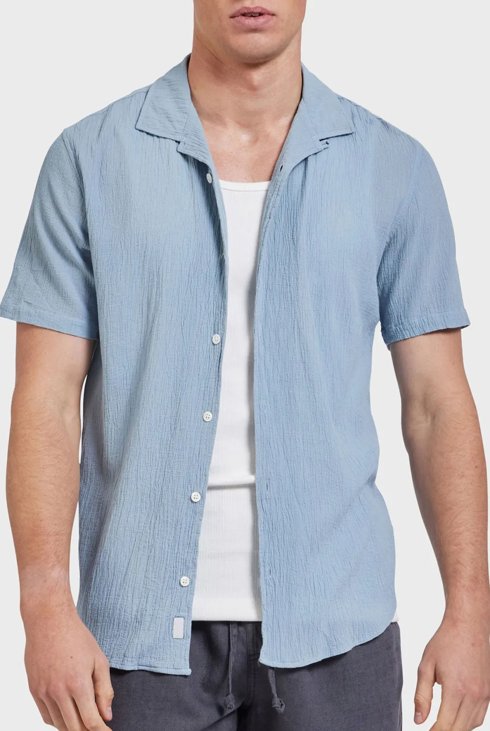 Peach Textured Short Sleeve Shirt