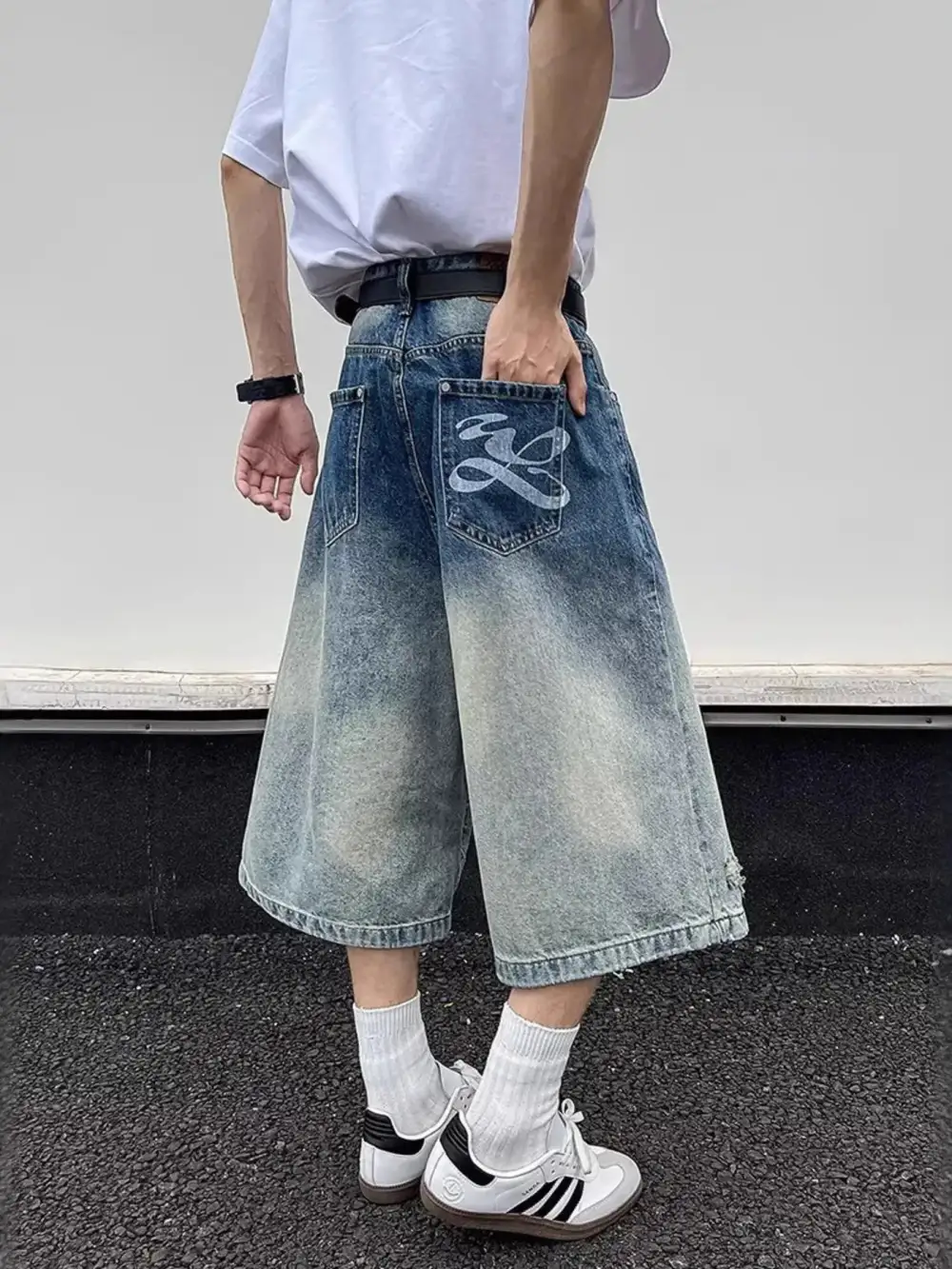 Men's Full Size Wide Leg Denim Shorts Plus