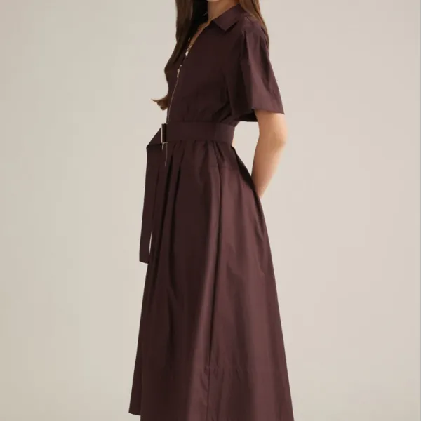 Belted Waist Zip Dress
