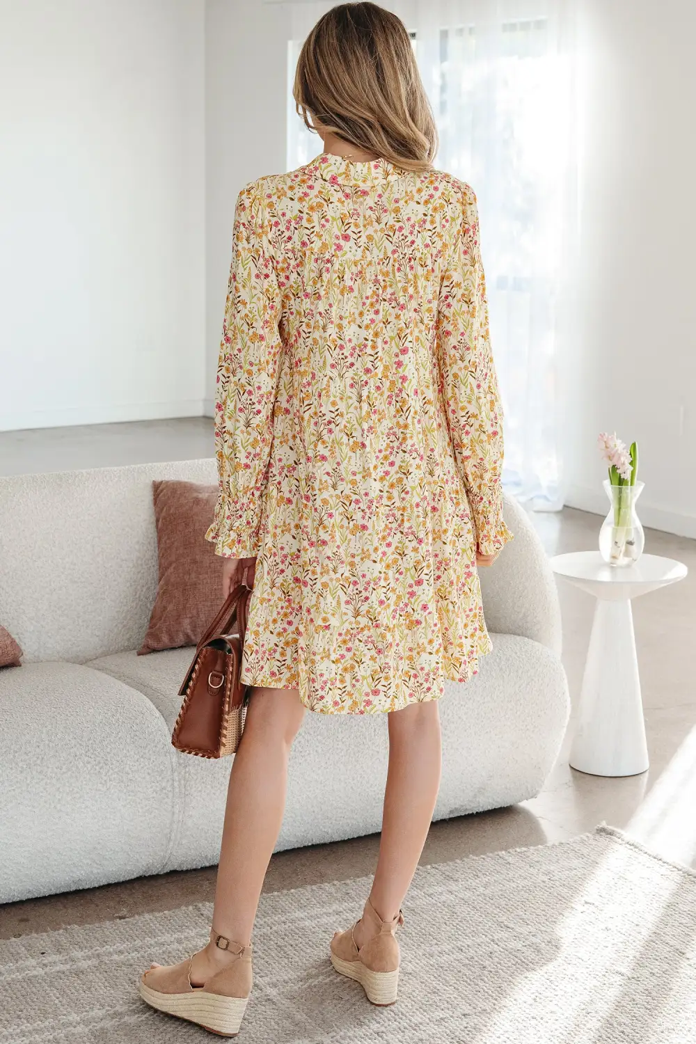 Balanced Detail Floral Printed Ruffle Dress