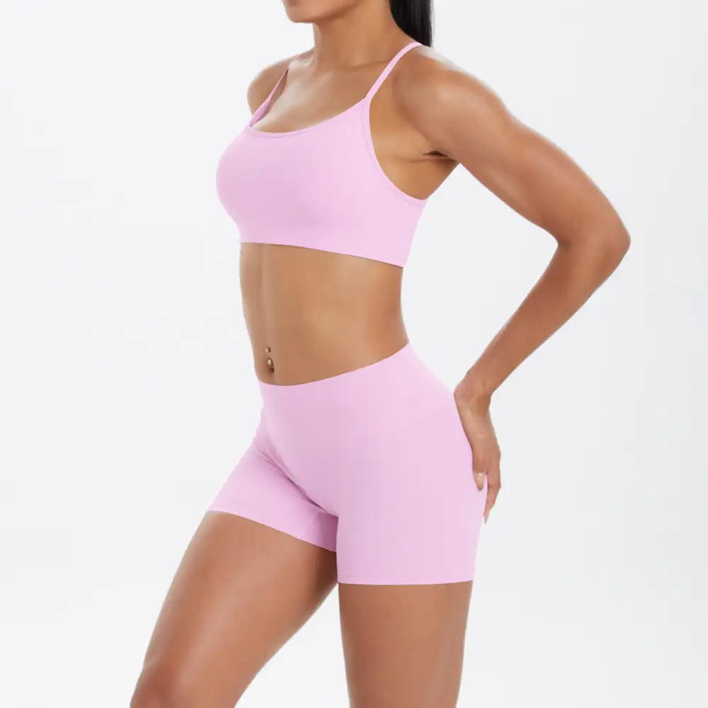 Backless Sleeveless Two-Piece Top and Shorts Active Set