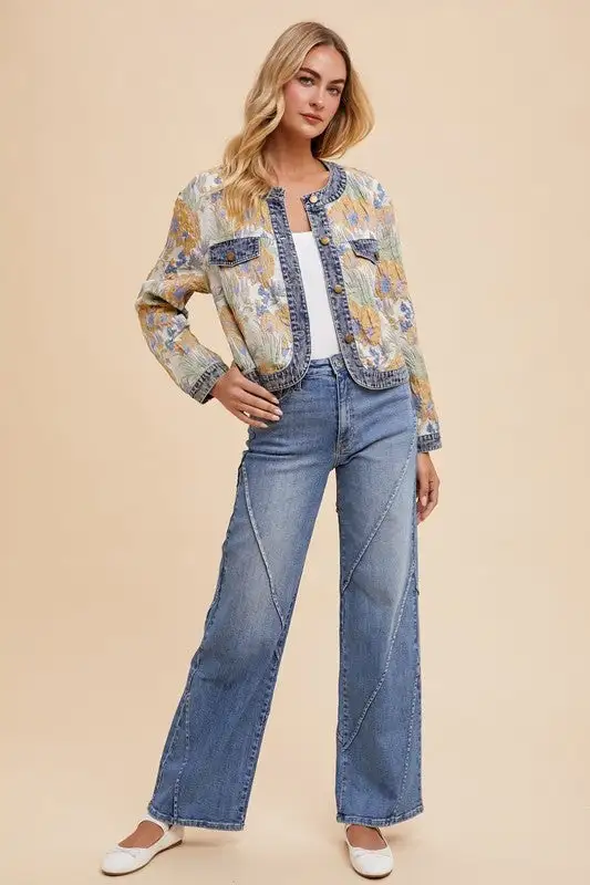 Wear Decorative Seams Wide Leg Denim Jeans