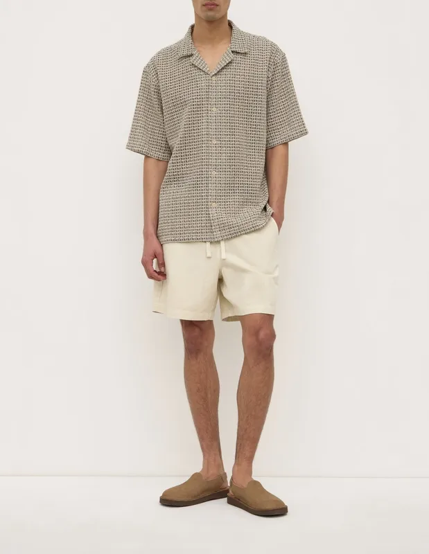 Cream & Black Textured Resort Shirt